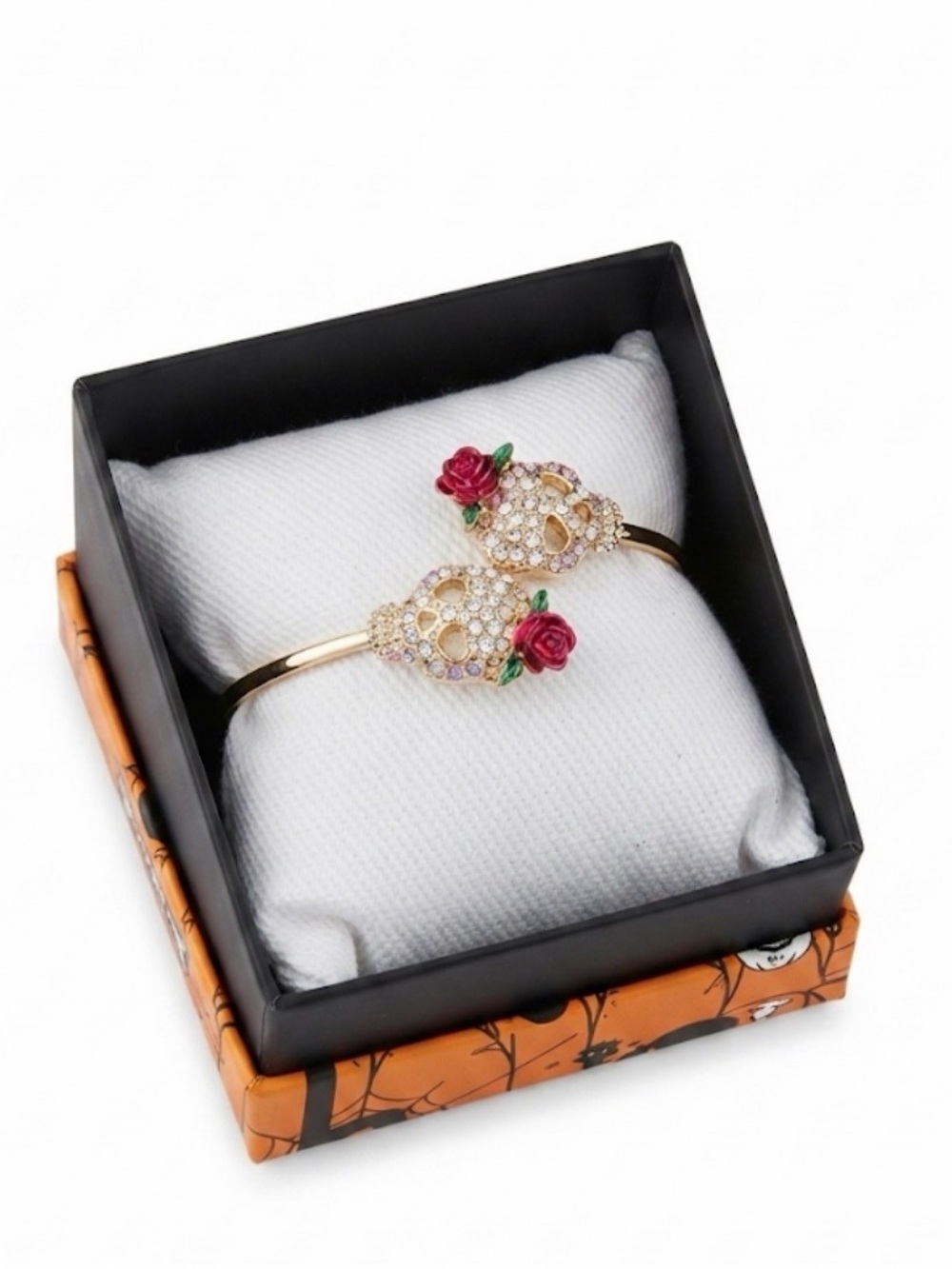 NWT ⚜️🌺⚜️ True To Form Rhinestone Sugar Skull & Rose Bypass Bracelet